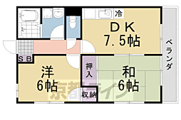 阪急嵐山線 上桂駅 徒歩14分の賃貸アパート 2階2DKの間取り