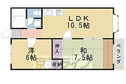 JR山陰本線 亀岡駅 徒歩11分の賃貸アパート 1階2LDKの間取り