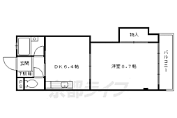 近鉄京都線 向島駅 徒歩13分の賃貸マンション 2階1DKの間取り