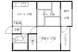京阪本線 伏見稲荷駅 徒歩7分の賃貸マンション 1階2DKの間取り