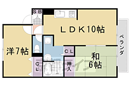 阪急京都本線 桂駅 徒歩23分の賃貸アパート 1階2LDKの間取り
