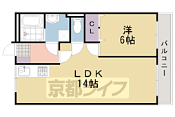 ＧＲＡＮＤ大山崎 2階1LDKの間取り