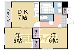 阪急京都本線 桂駅 徒歩18分の賃貸マンション 2階2DKの間取り