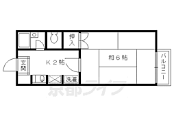 近鉄京都線 伏見駅 徒歩4分の賃貸アパート 1階1Kの間取り