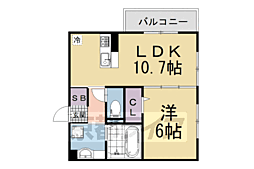 京阪宇治線 六地蔵駅 徒歩4分の賃貸アパート 1階1LDKの間取り