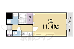 阪急京都本線 桂駅 徒歩13分の賃貸マンション 2階1Kの間取り