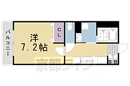阪急嵐山線 上桂駅 徒歩10分の賃貸アパート 1階1Kの間取り