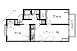 京阪本線 藤森駅 徒歩16分の賃貸アパート 1階2LDKの間取り