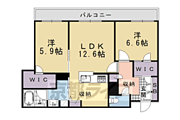 阪急嵐山線 上桂駅 徒歩5分の賃貸マンション 3階2LDKの間取り