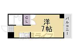 阪急京都本線 桂駅 徒歩18分の賃貸マンション 3階1Kの間取り