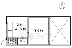 京阪宇治線 観月橋駅 徒歩11分の賃貸アパート 1階1DKの間取り