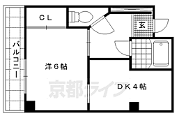 JR東海道・山陽本線 西大路駅 徒歩17分の賃貸マンション 3階1Kの間取り