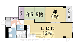 阪急京都本線 桂駅 徒歩5分の賃貸マンション 6階2LDKの間取り