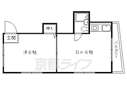 京都地下鉄東西線 石田駅 徒歩9分の賃貸マンション 4階1DKの間取り