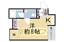 京都市営烏丸線 十条駅 徒歩5分の賃貸マンション 3階ワンルームの間取り
