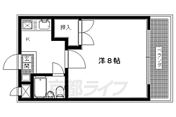 恵解山ハイツ 2階1Kの間取り