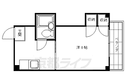 京阪本線 藤森駅 徒歩4分の賃貸マンション 2階1Kの間取り