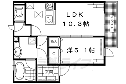 京阪本線 伏見桃山駅 徒歩34分の賃貸アパート 2階1LDKの間取り