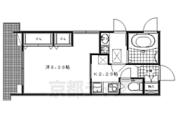 ピソ・シエテ洛西口 1階1Kの間取り