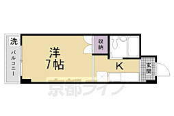 近鉄京都線 東寺駅 徒歩5分の賃貸マンション 3階1Kの間取り