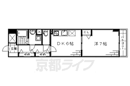 京都市営烏丸線 竹田駅 徒歩6分の賃貸マンション 2階1DKの間取り
