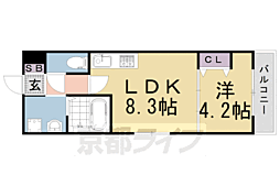 京阪本線 丹波橋駅 徒歩9分の賃貸マンション 5階1LDKの間取り