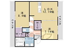 阪急嵐山線 上桂駅 徒歩9分の賃貸アパート 3階2LDKの間取り