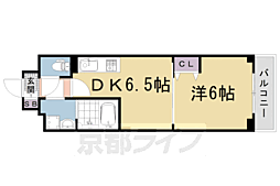 JR東海道・山陽本線 西大路駅 徒歩9分の賃貸アパート 2階1DKの間取り