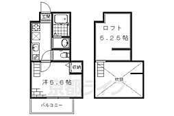 京阪本線 丹波橋駅 徒歩6分の賃貸アパート 3階1Kの間取り