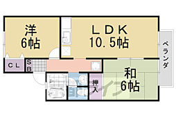 阪急京都本線 桂駅 徒歩19分の賃貸アパート 2階2LDKの間取り