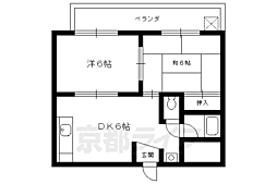 フラッツ東向日 3階2DKの間取り