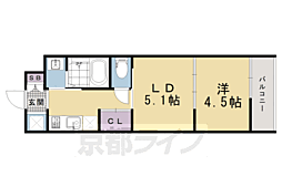 近鉄京都線 東寺駅 徒歩4分の賃貸マンション 4階1DKの間取り