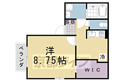阪急嵐山線 上桂駅 徒歩10分の賃貸アパート 2階1Kの間取り