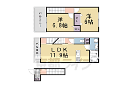JR山陰本線 園部駅 徒歩7分の賃貸アパート 2階2LDKの間取り