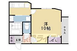 阪急嵐山線 上桂駅 徒歩10分の賃貸マンション 4階1Kの間取り