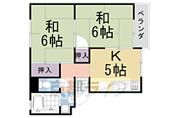 阪急京都本線 桂駅 徒歩8分の賃貸マンション 3階2DKの間取り