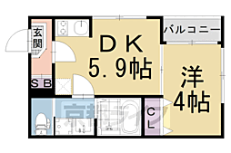 京都市営烏丸線 九条駅 徒歩4分の賃貸アパート 3階1DKの間取り