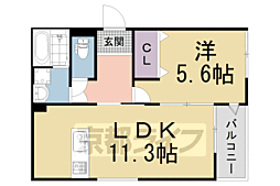 京阪本線 淀駅 徒歩3分の賃貸アパート 1階1LDKの間取り