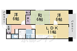 アグラード長岡京 2階3LDKの間取り
