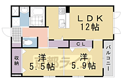 ＶＩＤＡ 1階2LDKの間取り