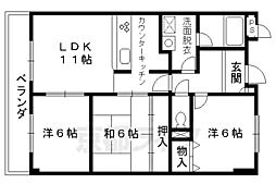 パレスサイドミヤビ 3LDKの間取図画像