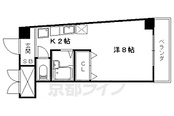 ボナール椥ノ辻 1Kの間取図画像
