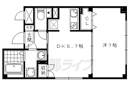 ハラタテハイツ御陵 1DKの間取図画像
