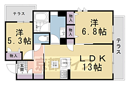 グランメゾン ヒラキ 2LDKの間取図画像