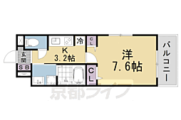 クレール蒼天 1Kの間取図画像