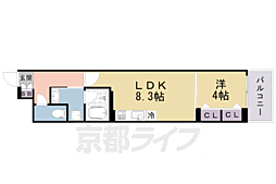 ベラジオ雅び北野白梅町 1LDKの間取図画像