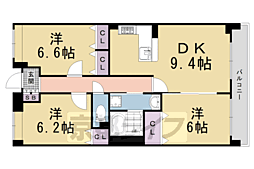パインフィールド五条 3LDKの間取図画像
