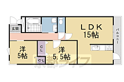 北川マンション 2LDKの間取図画像