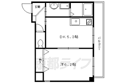 グリーンヒル塔之段 1DKの間取図画像