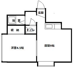 ロータスハイツ月寒 2階1DKの間取り